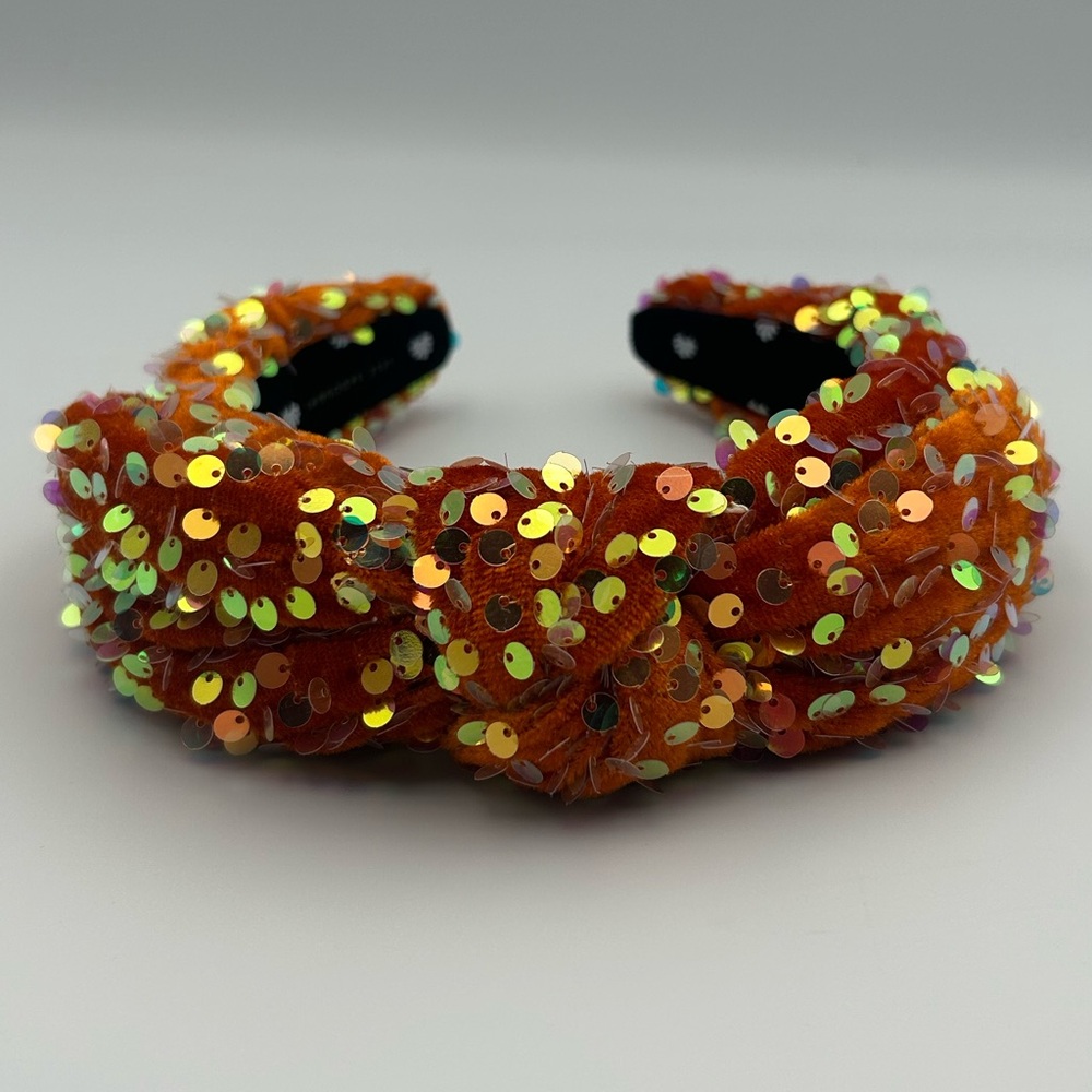 Lele Sadoughi Orange Sequin Knotted Headband - Picture 3 of 16